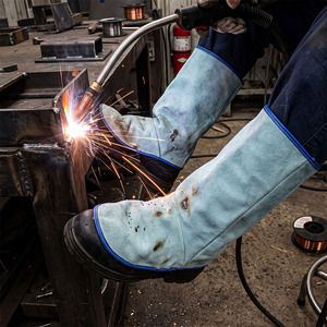 Cowhide Split <b>Leather</b> Industrial Safety Welding <b>Shoe</b> <b>Protectors</b> CE Certified 500-1000C Heat Resistance Fire Proof SAFETY - Product Image 5