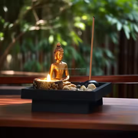 Statue de bouddha inspirée de l'Asie du sud-est thème bougeoirs en fer faits à la main méditation Relaxation décoration de la maison noël