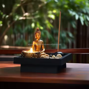 Statue de bouddha inspirée de l'Asie du sud-est thème bougeoirs en fer faits à la main méditation Relaxation décoration de la maison noël - Product Image 3