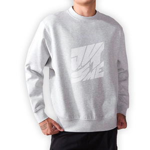 Men's Gray Crew Neck Pullover Sweatshirt 100% Cotton French Terry Regular Fit Silk Screen Printed Logo Front Casual Autumn Wear - Product Image 6