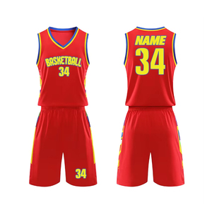 Conjunto de Uniforme de Baloncesto Amarillo sin Mangas con Cuello en V de Secado Rápido con Número 34 y Personalización de Nombre para Adultos - Product Image 3