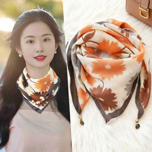 ผ้าพันคอไหมป้องกันคอรูปสามเหลี่ยมแบบแม่เหล็กสำหรับผู้หญิง ฤดูใบไม้ผลิ ฤดูใบไม้ร่วง ผ้าพันคอผ้าฝ้ายลินินคุณภาพสูง ให้ความอบอุ่น - Product Image 4