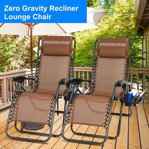 2Packs <b>Zero</b> <b>Gravity</b> Lounge <b>Chair</b> Dual Side Tray 330lbs Load Capacity Foldable Recliner for Outdoor Sunbathing - Product Image 4