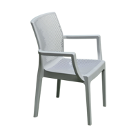 Fauteuil pivotant empilable moderne gris ardoise perforé avec accoudoirs commandants |   Siège de laboratoire en polypropylène toutes saisons, qualité commerciale supérieure