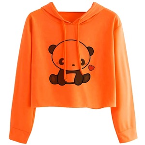 <b>Workout</b> Printed Women Crop Top <b>Hoodies</b> 100% Cotton Long Sleeve Comfortable Cropped <b>Hoodies</b> With Customizable Fabric - Product Image 4