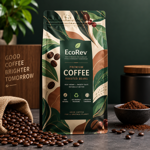 EcoRev Café Premium en Grano Tostado 340g Tueste Medio Granos Enteros Origen Único Ecológico Bolsa con Cierre Hermético Reutilizable - Product Image 6