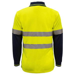 Men's Hi-Vis Long Sleeve Safety Polo Shirt Two-Tone Reflective Tape Quick-Dry Workwear <b>Top</b> Wholesale OEM Custom Logo - Product Image 6