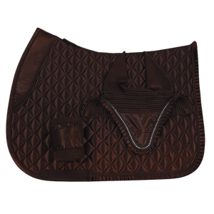 Tapis de selle matelassé marron pour dressage, numnah équestre en polyester rembourré avec coque en coton pour l'entraînement et la compétition équestre - Product Image 2