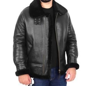Hot Selling Men's Reversible <b>Long</b> Thin Leather Bomber Jacket Comfortable Full <b>Black</b> Professional Winter Breathable Waterproof - Product Image 1