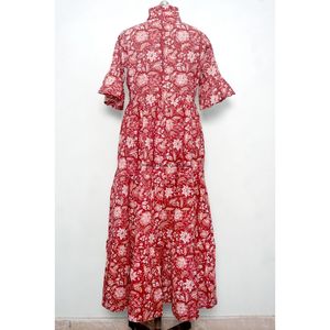 Vestido Midi de Verano con Estampado Floral de Diseño Vintage, Manga Corta, Informal, de Algodón, con Cinturón, para Mujer, Venta al por Mayor y Fabricación - Product Image 6