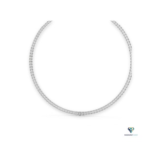 Collier tennis en or blanc 24,06 carats avec diamants de laboratoire taille émeraude en or massif 14 carats - Product Image 3