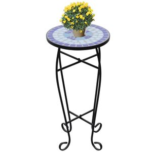 Blu e bianco mosaico tavolino elegante da giardino con tavola vegetale - Product Image 1