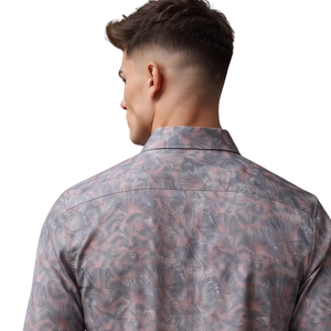 Dusty Blue <b>Mens</b> Floral Printed Long Sleeve Shirt Button Down Casual Slim Fit Fashion <b>Dress</b> Shirt Custom Clothing Supplier - Product Image 4