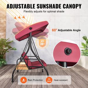 Silla Columpio de Patio para 3 Personas con Toldo Ajustable, Cojín Grueso Extraíble, Columpio de Porche Convertible con Características Duraderas - Product Image 3