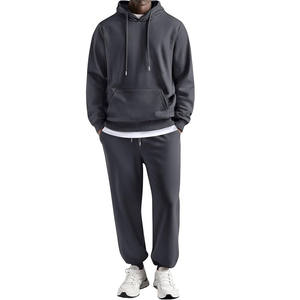 Conjunto deportivo para hombre, transpirable, de mezcla de algodón, con capucha, pantalones jogger de corte ajustado, ligero, informal, para gimnasio y deporte. - Product Image 1