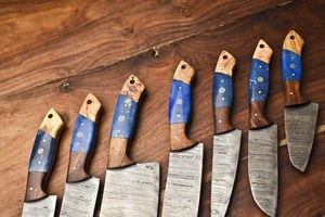 Juego de 7 Cuchillos de Damasco Hechos a Mano, Juego de Cuchillos de Chef Profesionales con Estuche y Funda, Juego de Cuchillos de Chef Profesionales. - Product Image 3