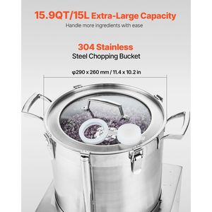 Robot da Cucina da 15,9 Litri con Acciaio Inossidabile per Alimenti e 2 Lame a S Extra per Tritare Verdure - Product Image 3