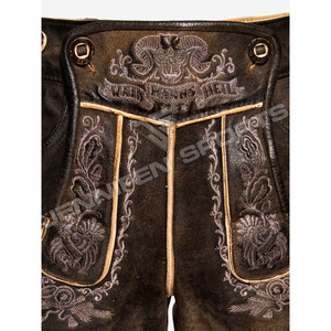 Shorts pour hommes en cuir suédé de vachette bavarois allemand de haute qualité, personnalisés avec logo brodé, style décontracté - Product Image 2