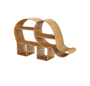 Vietnam seagrass wall <b>shelf</b> kid woven wicker elephant animal nursery hanging organizer <b>shelf</b> floating decorative storage <b>racks</b> - Product Image 3
