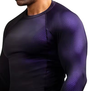 Rashguard à manches longues pour homme, style col roulé, pour MMA, BJJ, arts martiaux, entraînement sportif, personnalisable avec logo. - Product Image 4