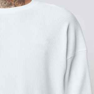 T-shirts pour hommes à manches longues en tricot gaufré, design 2026, 100% coton pur, vêtements thermiques, vêtements décontractés - Product Image 6