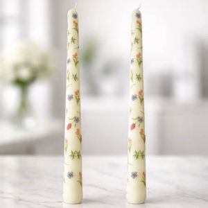 Velas Cónicas de Cera de Soja con Estampado Floral, Hechas a Mano, Sin Humo, Premium, para el Día de San Valentín, Navidad, Decoración del Hogar y Eventos - Product Image 1