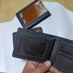 Cartera de cuero vacuno de alta calidad con pelo para hombre, cartera de cuero genuino hecha a mano, diseño elegante - Product Image 4
