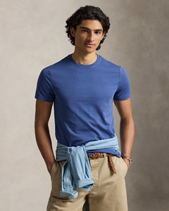 T-shirt à manches courtes et col rond en coton bleu uni pour homme – Vêtement décontracté doux, respirant et confortable pour la mode de tous les jours - Product Image 4