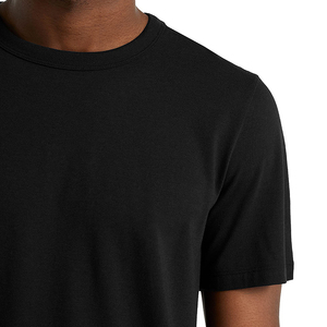 T-shirt en coton à manches courtes et col rond pour homme, noir uni, coupe classique, couleur unie, vêtements décontractés, tableau des tailles inclus - Product Image 5