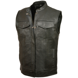 Mens Premium Formal Winter Distressed <b>Brown</b> PU Leather Motorcycle <b>Vest</b> Vintage Biker Waistcoat Classic Sleeveless - Product Image 1
