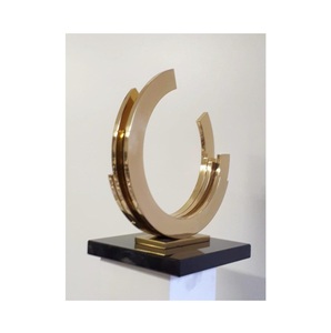 Modern Abstract Gold Eclipse Sculpture Elegant Geometric Crescent Statue for Luxury Home Decor & Living Room Accent - Product Image 2