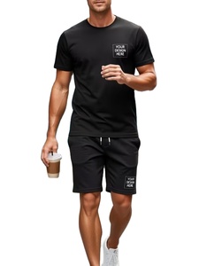 Men's Summer Casual Custom T-Shirt Shorts Set ODM Crew Neck Short-Sleeve - Product Image 2