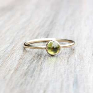 Peridot Ring August Birthstone <b>Stacking</b> Ring 925 Sterling Silver 14k Gold Plated Minimalist Women Jewelry Wholesale - Product Image 3