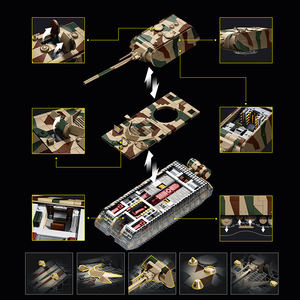 Bloques de Construcción de Modelo de Tanque Pesado Militar Creativo de la Segunda Guerra Mundial, 2688 Piezas, Escala 1:28, Vehículo Militar, Modelo de Ladrillos para Armar, Juguete para Niños - Product Image 5