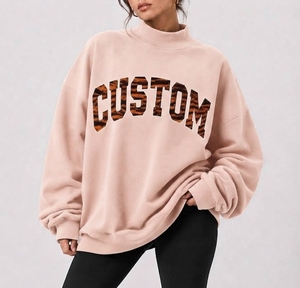 Sweat-shirt à col montant pour femme, coupe ample, design OEM, avec logo brodé personnalisé motif tigre, caractéristiques écologiques et respirantes - Product Image 1