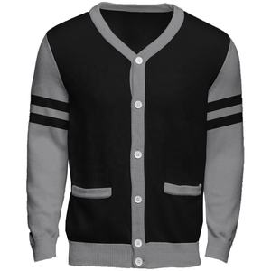 Suéter Cárdigan de Punto con Cuello en V, Unisex, Personalizado, para Otoño e Invierno, Color Sólido con Botones, Estilo Escolar, para Hombre y Mujer - Product Image 1
