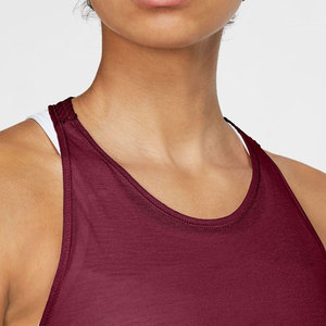 Débardeur tricoté pour femme, couleur unie, respirant, séchage rapide, col rond, style décontracté, logo frontal, bleu - Product Image 5