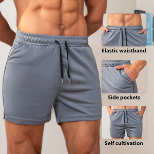 กางเกงขาสั้นกีฬาผู้ชาย ปี 2024 ระบายอากาศ แห้งเร็ว สีพื้น สำหรับวิ่งลำลอง ชายหาด ใส่สบาย ฤดูร้อน - Product Image 3