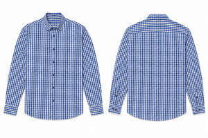 Chemise à manches longues pour homme, à carreaux, boutonnée, en popeline tissée, col rabattu, tenue formelle ou décontractée - Product Image 1