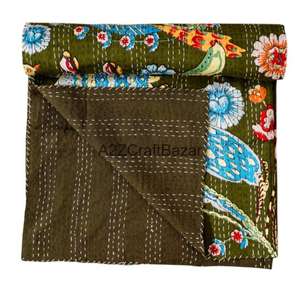 Colcha Kantha Vintage de Algodón Orgánico Hecha a Mano - Reversible, Ecológica, para Cama, Uso en Casa y Hotel, para Todas las Estaciones, Venta al Por Mayor - Product Image 6
