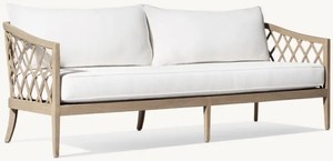 Zmax Gỗ Tếch hiện đại 2 chỗ ngồi sofa với lưới dệt Thiết kế & đệm không thấm nước thanh lịch & đường cong ấn tượng - Product Image 5