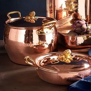 High Quality Copper Saucepan with Lid Multipurpose Cooking Pot for Kitchen Hotel Restaurant Use Durable Heavy Metal Construction - Product Image 1