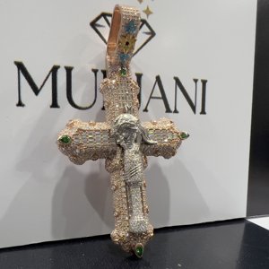 Pendentif Croix en Diamant VVS pour Homme, Plaqué Or Rose 14 carats, Style Hip Hop, Serti Baguette, Personnalisé, Certifié IGI, Bijou de Fête - Product Image 5