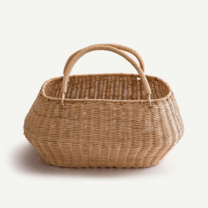 Cesta de picnic de ratán tejida a mano, elegante, con asa, cesta de almacenamiento para comer al aire libre, transportar alimentos y decoración del hogar. - Product Image 2