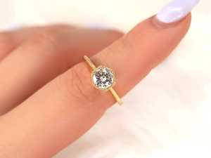 Moissanite 2CT Round Cut Diamond Hexagon Vintage Ring Original 925 Silver With Gold Plated <b>For</b> Unisex Authentic Charms <b>Gift</b> <b>Her</b> - Product Image 2