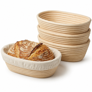 Panier de levage artisanal en rotin naturel pour boulangerie au levain, idéal pour la cuisson du pain français et les artisans du levain - Product Image 1