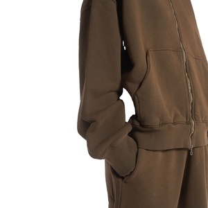 Sweat-shirt à capuche pour homme surdimensionné en coton 500 Gsm personnalisé 2025 Sweat-shirt à capuche sans ficelle avec fermeture éclair complète en polaire épaisse imprimée 2025 - Product Image 4
