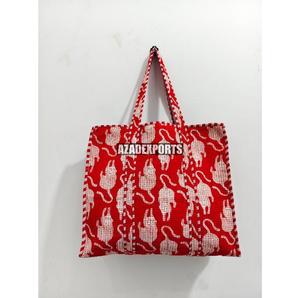 Bolso Tote Acolchado de Algodón Pintado a Mano con Estampado de Tigre Azul, Estilo Bohemio, Abierto, Gran Capacidad 18x18x13, con Letras - Product Image 1