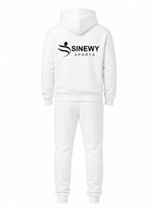<b>White</b> Printed Solid Fleece Hoodie Jogger Set Unisex Pullover Sweatshirt Sweatpants Custom Logo Casual Sportswear Lightweight - Product Image 2