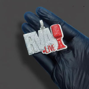 Micrófono RAP LIVE con Incrustaciones de Moissanita, Joyería para Raperos, Colgante Hip Hop, Plata de Ley 925, Joyería Fina, Colgantes y Dijes - Product Image 1
